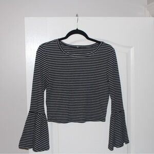 Charlotte Russe Black and Gray Striped Blouse